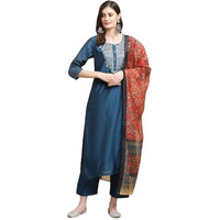 Varanga Women Rust Long Sleeves With Smart Cut Cuff, Straight Kurta Paired With Tonal Solid Bottom  Stylish & Comfortable Ethnic Wear For Women