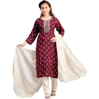 Aarika Girls Ethnic Wear Wine Colour Foil Print Embroidery Silk Kurti-8-15 Years (Kurti-Sd-5974)