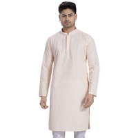 Divisive Men's Sequince Embroidered Cotton Blend Only Slim Fit Kurta (Dkrt1121_L_Peach)