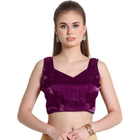 Pujia Mills Woman Wine Designer Zimi Chu Slub Shining Material With Sequnace Work Blouse