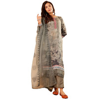 Varanga Women Tonal Floral Printed Thread Embroidered Kurta With Bottom & Sequinned Dupatta  Elegant Ethnic Set