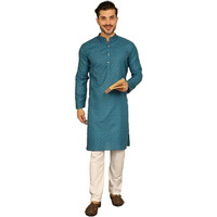 Jompers Men's Printed Cotton Kurta Pyjama Set (Blue, Xxl)