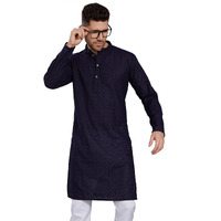 Divisive Men's Thread Embroidered Cotton Blend Only Slim Fit Kurta (Dkrt789_Xxl_Navy)