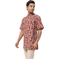 Fabindia Men's Cotton Printed Regular Kurta (1037086Maroon_Red