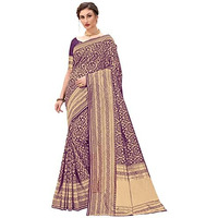 Glory Sarees Womens Banarasi Silk Saree With Blouse Piece (Kara162_Purple)