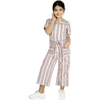 Naughty Ninos Girls Pink Stripes Printed Jumpsuit (Tt00588Drs_13-14 Years)