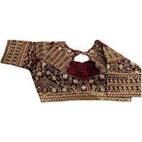 Vihu Fashion Women's Blouse Readymade Blouse Embroidery Multi Coding Gold Thread Indian Ethnic Designer Stitched Women's Readymade Saree Blouse Maroon Color Blouse For Women For Saree Lehenga Choli