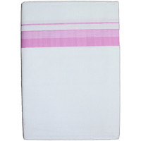 Prakasam Cotton Mens White Single Poly Cotton Dhoti With Fancy Border (1.28X2.00 Mtrs) (Gold Star) (Pink)