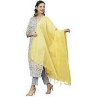 Tee Projekt Women's Cotton Blend V Neck Straight Kurta Pant With Dupatta Set Ll Floral Printed Kurta Set Ll Regular Kurta Set Lime