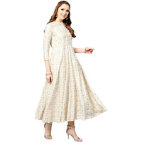 Rytras Women's Pure Cotton Printed Anarkali Kurta- Ethnic Wear, White(Ryt284,Xxl)