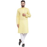 Jompers Men's Chicken Cotton Kurta Pyjama. (Yellow, Xl)