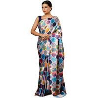 Satrani Women's Satin Georgette Printed Saree With Unstitched Blouse Piece (3908S324N_Multi)