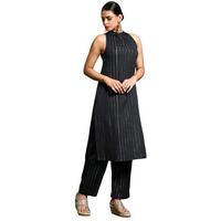 Varanga Women Brown Halter Neck Straight Kurta With Trouser