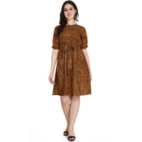 Dhruvi Trendz Womens Rayon Western Dresses Regular Fit A-Line (Dt-K2503_Brown_L)