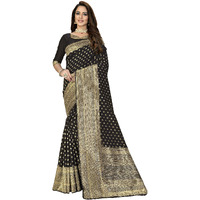Glory Sarees Womens Banarasi Silk Saree With Blouse Piece (Glory_Silk101_Black)