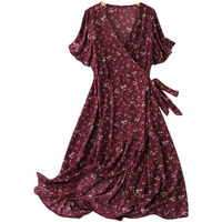 Litzo Women's Polyester A-Line Maxi Dress (L-76-L Red