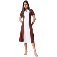 Purvaja Womens A-Line Midi Dress (Bely-179_Brown_Medium)