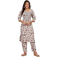 Varanga Women Thread Embroidered Yoke Floral Printed Kurta With Trouser