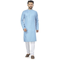 Be Active Men's Traditional Solid Full Sleeves Kurta || Cotton Kurta For Men || Men Kurta For Wedding || Kurta For Men (N-Rfsk0001 30 Kr L) Sky Blue