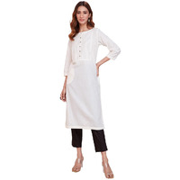 Fabindia Women's Cotton Solid Regular Kurta (1037292White_White