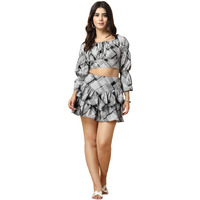 Oomph! Crepe Top And Skort Set For Women, Black - Coord_Mt873Msk159