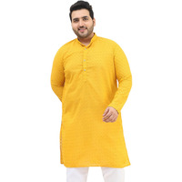 Sojanya Plus(Since 1958) Men's 100% Cotton Mustard Chikankari Kurta