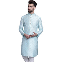 Sojanya (Since 1958 Men's Silk Blend Skyblue Printed Only Long Kurta