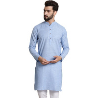 Sojanya (Since 1958 Men's Cotton Blend Blue Checked Only Kurta