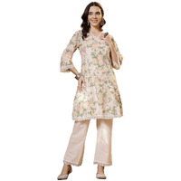 Stylum Women's Floral Printed Cotton Co-Ord Set (Csmarcocpeach38_Peach, M)