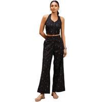 Fiorra Women's Black Printed Cotton Co-Ord Set Set0199