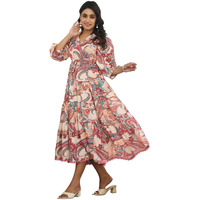 Greciilooks Women Rayon Casual Knee-Length Western Dress, Multicolour, 2Xl