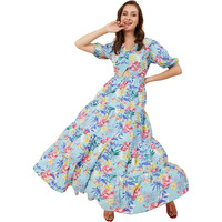 Rare Women's Crepe Fit And Flare Maxi Casual Dress (Ep8001B_Turq_Xl)