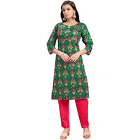 Sugathari Women's Dress Green Round Neck Salwar Suit Set For Women (Salwarsuit 101 Green Red Xl)