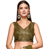 Oomph! Readymade Blouse For Women, Brocade, Sleeveless, V-Neck, Rbbl699