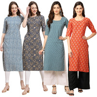 Pinkmint Women's Crepe Digital Print Straight Kurta [Pack Of 4] (Bd-331-341-351-354-Xxl)
