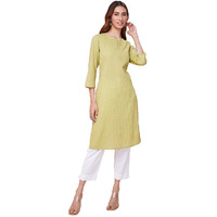 Fabindia Women's Cotton Solid Slim Kurta (1037273Lime_Lime Green