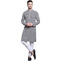 Jompers Men Sequin Embroidered Pure Cotton Kurta With Pyjamas (Navy, Xl)