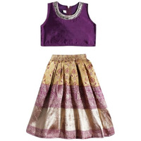 Aarika Girls Ethnic Wear Purple-Gold Colour Solid Silk Lehenga Choli Set-(1 Years-3 Years)-(Lch-Shm-7003-Purple-20)