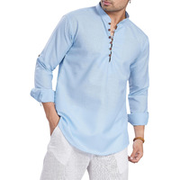 Divisive Men's Cotton Relaxed Fit Short Kurta (Dkrt1066_Xxl_Sky)