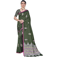 Glory Sarees Womens Banarasi Silk Saree With Blouse Piece (Gs_Kara142_Green)