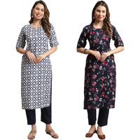 Tee Projekt Crepe Printed Kurti & Pant Set For Women Ethnic Wear Casual Wear Kurta Set