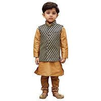 Jbn Creation Boys' Rose Gold Silk Blend Kurta, Ethnic Jacket And Pyjama Set_Vasbjbl005Nbkrg001Nprg_16