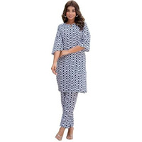 Lookmark Women's Printed Cotton Blend Straight Kurta Pant Set - Elegant Ethnic Wear Ensemble For Modern Women, Perfect For Any Occasion (Az-Lm-P1-Ks2117-Xl) Grey