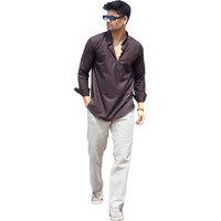 Divisive Mens Cotton Relaxed Fit Short Kurta (Dkrt1068_M_Coffee)