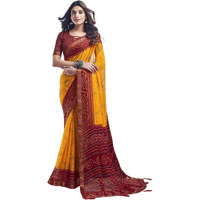 Shiv Textiles Womens Chiffon Bandhani Printed & Lace Border Saree(Sat-545S-111)