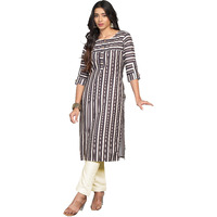 Tadkee Women Cotton Blend Printed Kurta With Pant (Nx-Kurti-Pant-Lining-110-Navy-Xxl) Brown