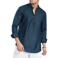 Divisive Mens Cotton Relaxed Fit Short Kurta (Dkrt1067_M_Green)