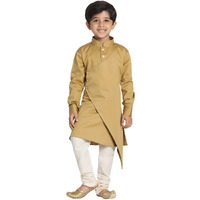 Jbn Creation Boys' Chikoo And Cream Cotton Satin Blend Kurta And Pyjama Set_Vasbk062Chnpvcr_20