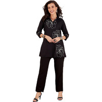 Shasmi Womens Elegant Black Co Ord Set For Women Stylish Kurta Ethnic 3/4 Sleeve Co-Ord Set (Co-Ords 191 Black-S)