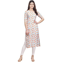 Pinkmint Women's Crepe Multicolor Color Floral Printed Straight Kurti (530334-L)